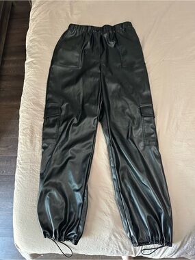 And now this - Faux Leather Cargo pants